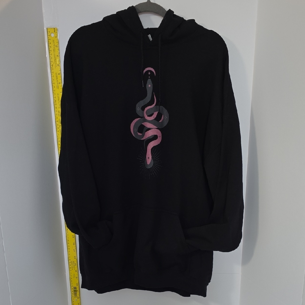 3x Morbid Podcast Black Hoodie with Pink and Gray Snake Design